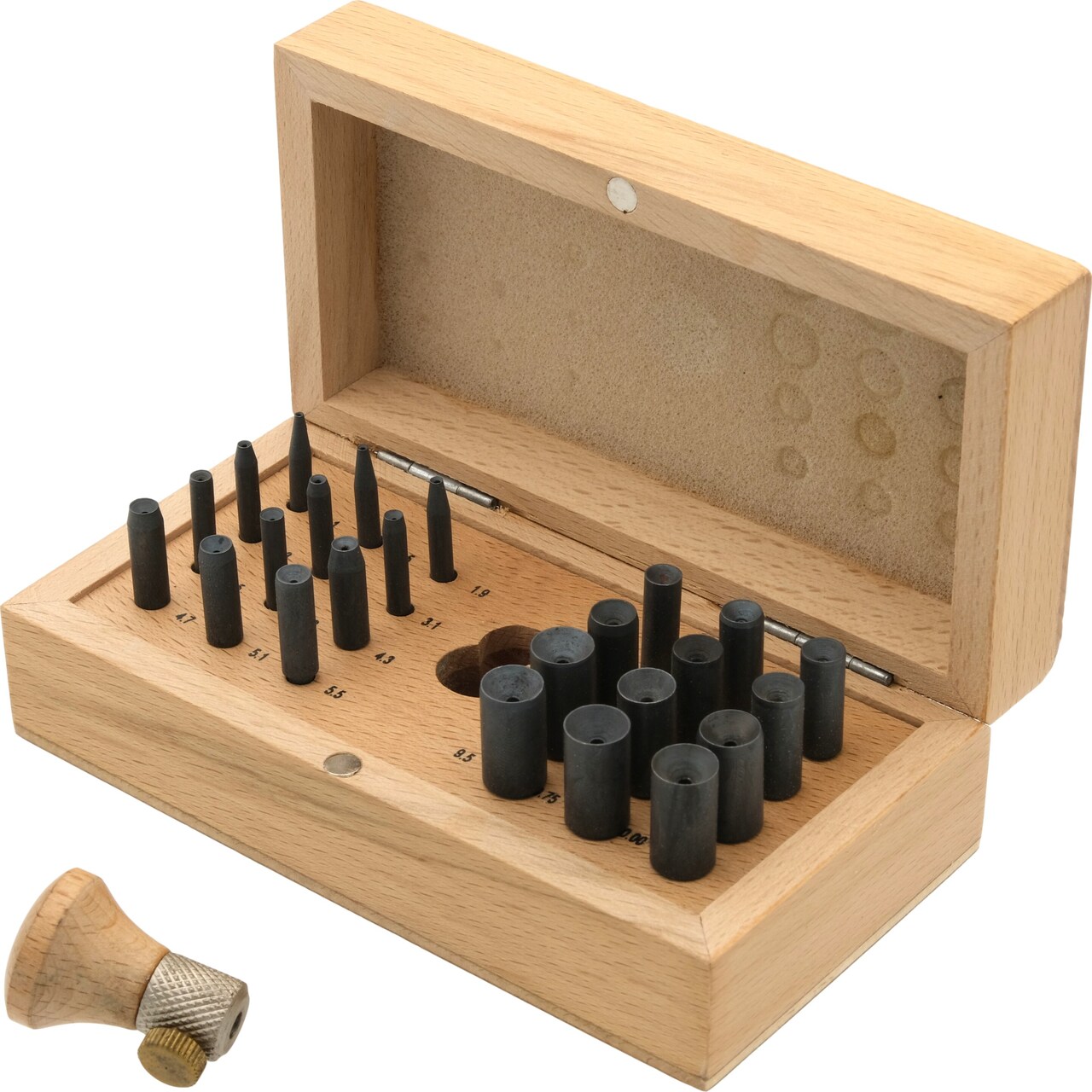 Set of 24 Bezel Setting Punches in Wooden Box